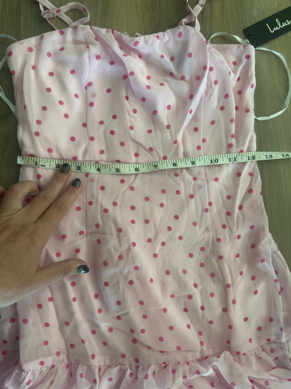 Lulu's Nellie Pink Polka Dot Ruffled Midi Dress - Size XS - Picture 6 of 8